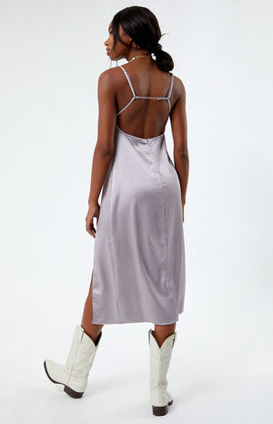 Satin Bustier Midi Dress image number 4