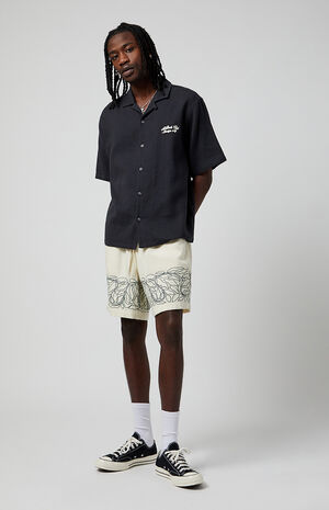 Cream Floral Russel Volley Shorts image number 2
