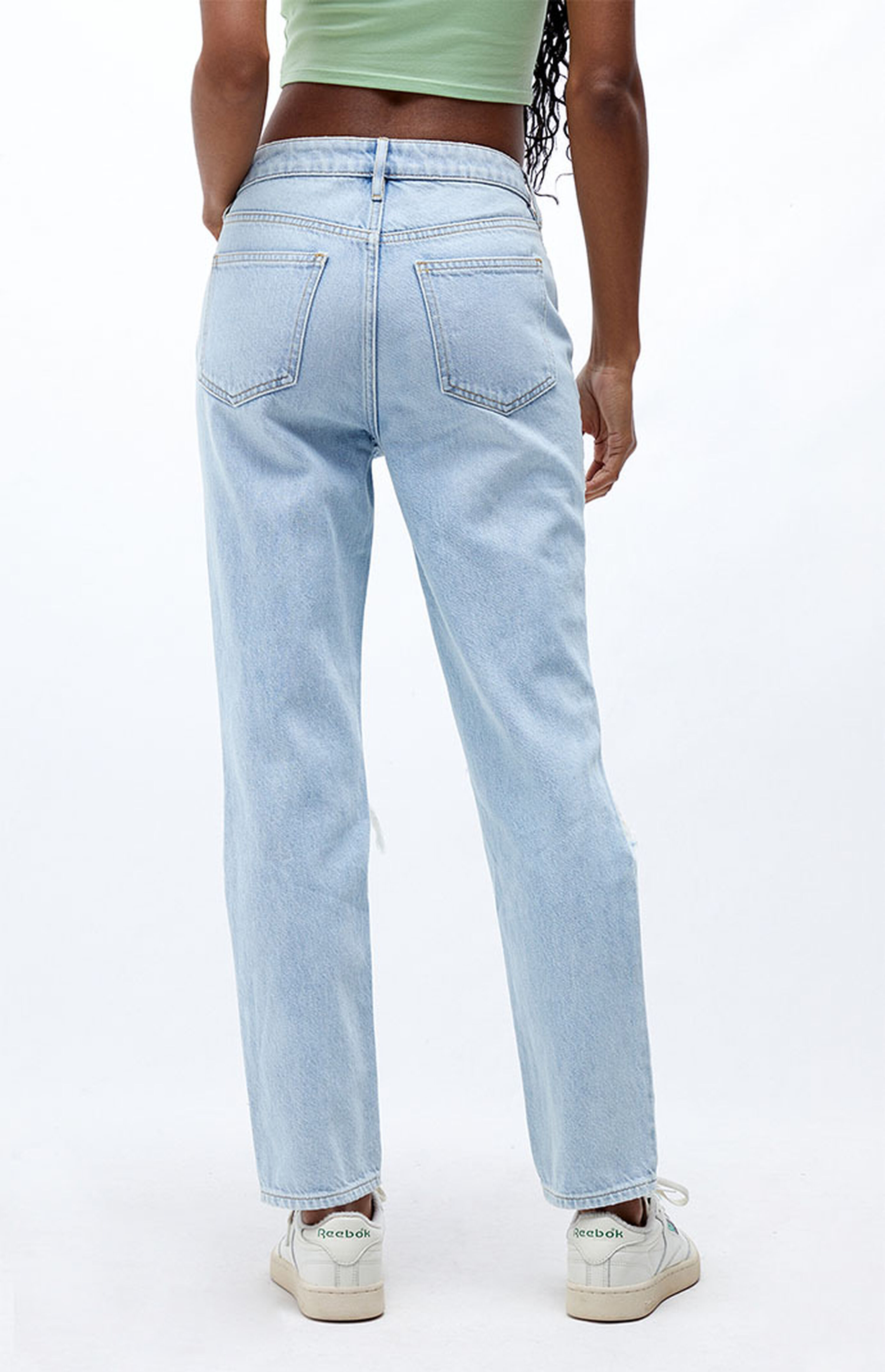 pacsun eco light blue distressed mom jeans