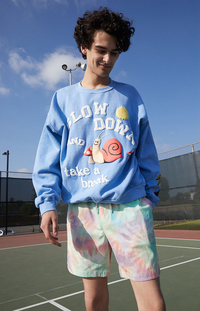Tie-Dyed Seersucker Volley Shorts