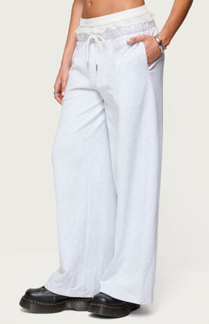 Tamia Peekaboo Ruffle Lace Sweatpants image number 2
