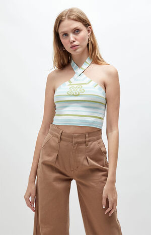 Crisscross Halter Sweater Top image number 1