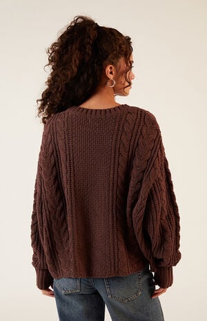 Violet Cable Knit Boxy  Sweater image number 3