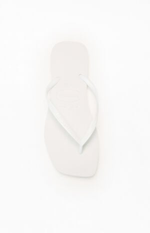Women's White Slim Square Flip Flop Sandals image number 5