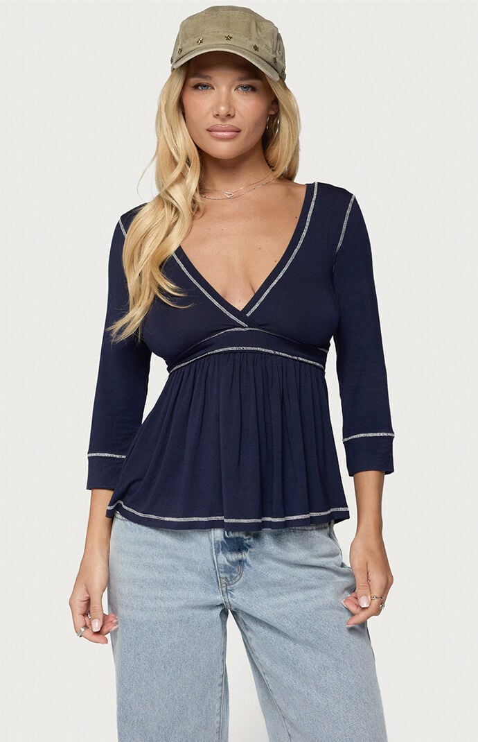 Edikted Parah Contrast Babydoll Top