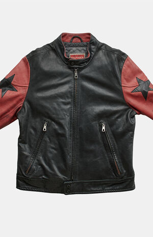 2000s Tommy Hilfiger Star Leather Jacket image number 3