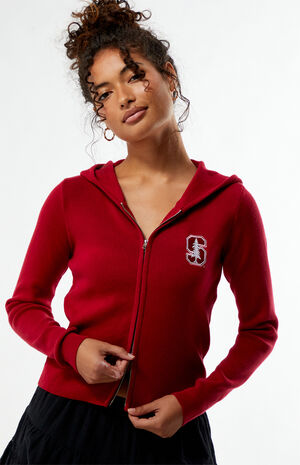 Stanford Cardinal Ribbed Zip Up Hoodie image number 2