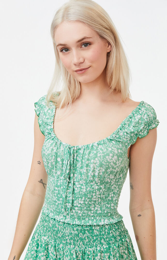 Smocked Keyhole Top