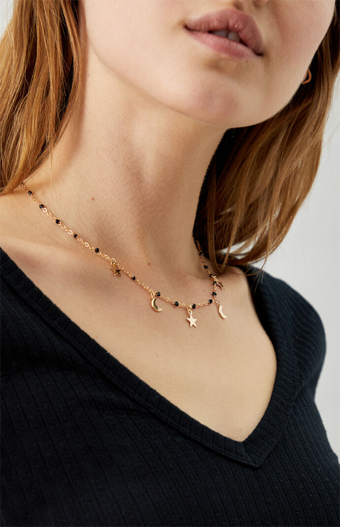 Beaded Star Moon Necklace