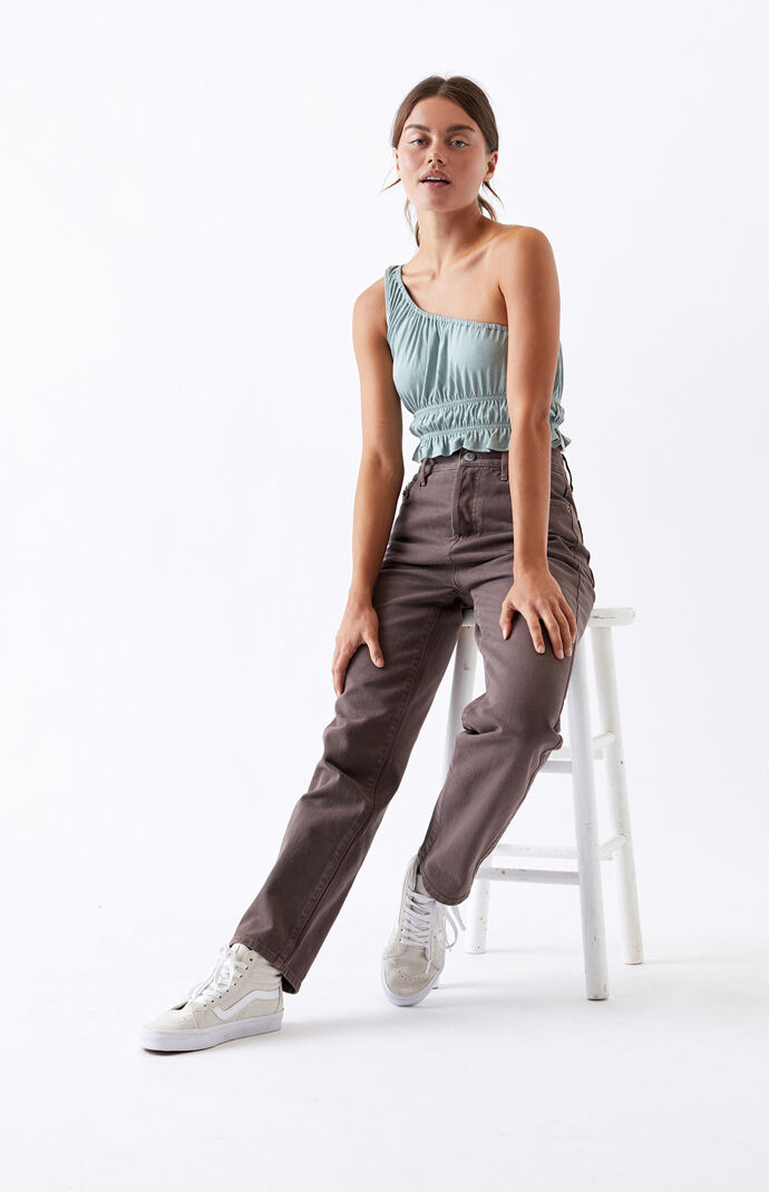 Gathered One Shoulder Tank Top