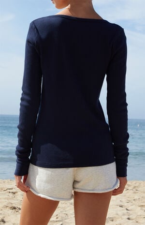 Navy Zelly Ribbed Long Sleeve Top image number 4