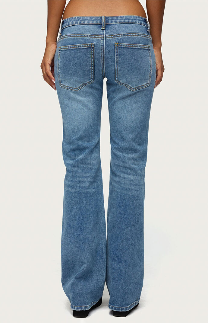 Edikted Anola Studded Low Rise Bootcut Jeans