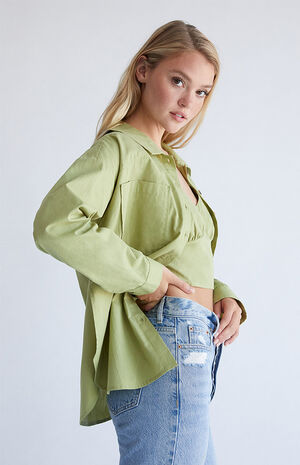 Long Sleeve Side Slit Button Down Shirt Long Sleeve Side Slit Button Down Shirt image number null