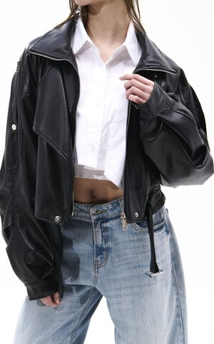 Papoose Black Butter Faux Leather Jacket image number 1