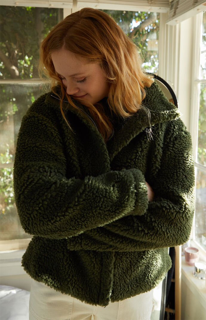 Olive Sherpa Jacket