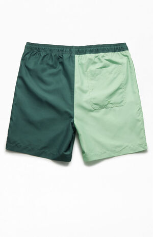 Recycled Blocked Green 17" Swim Trunks image number 2