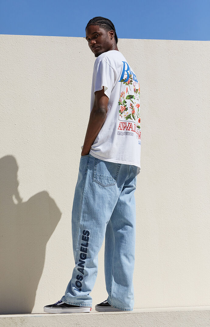 Pacsun Medium Wash Baggy Carpenter Graphic Jeans | Pacsun