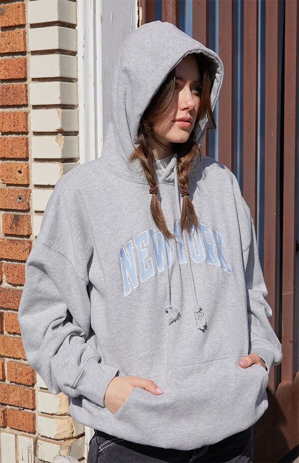 Heather Grey New York Oversized Hoodie