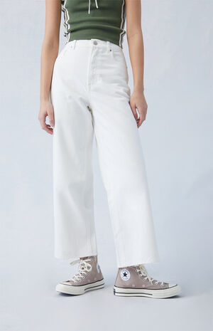 Eco White Cropped Wide Leg Jeans image number 1