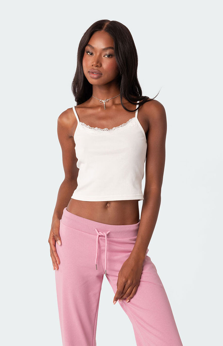 Elegant Lacing Palm Pattern Tank Top