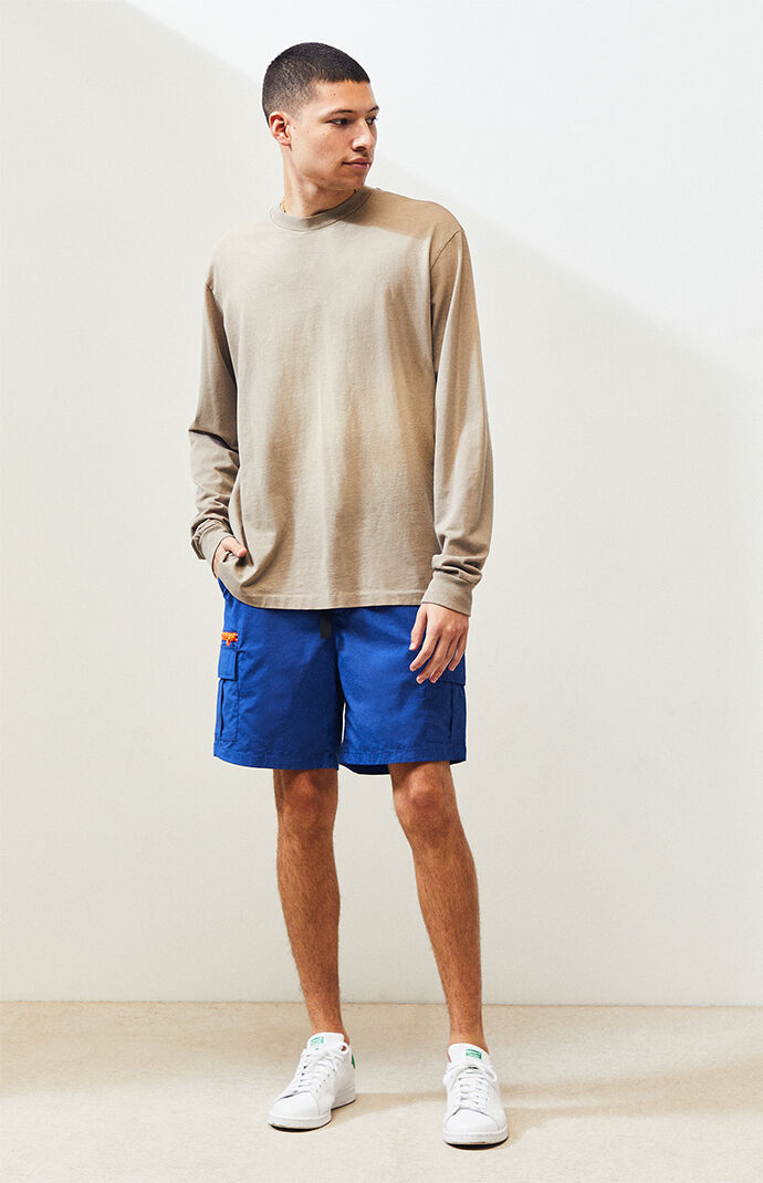 Blue Nylon Cargo Shorts