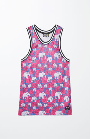 Elephant and Flowers Basketball Tank Top image number 1