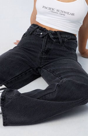 Black Fold-Over Casey Low Rise Baggy Jeans image number 5