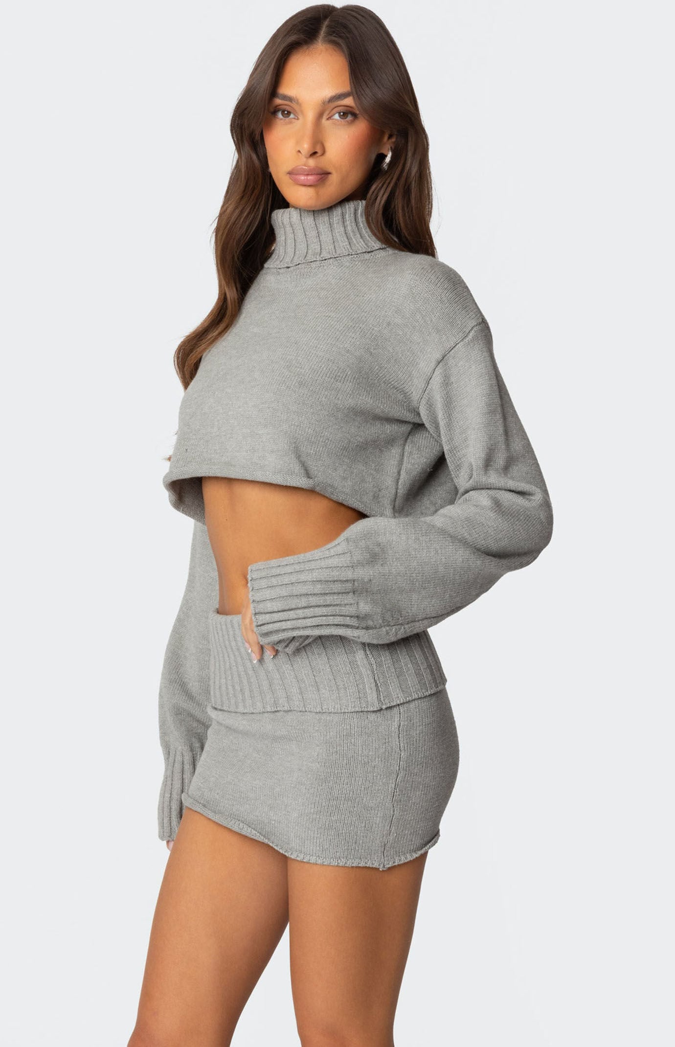 Edikted Gino Cropped Turtle Neck Sweater