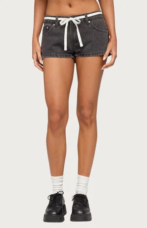 Olesia Tie Belt Denim Shorts image number 1