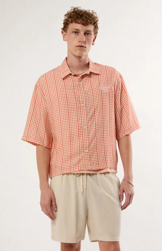 Pacsun Carmel Plaid Short Sleeve Button Down Shirt