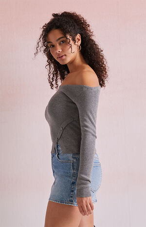 Daryn Asymmetrical Button Sweater image number 3