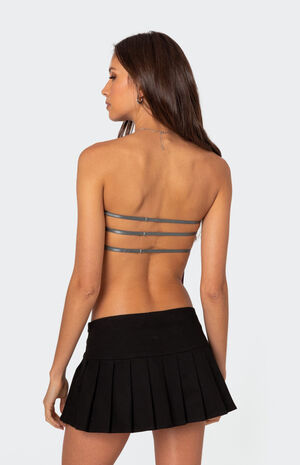 Pinstripe Open Back Strapless Top image number 3