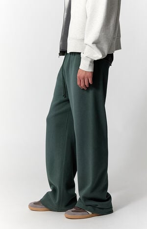 Green Washed Fleece Extreme Baggy Sweatpants image number 3