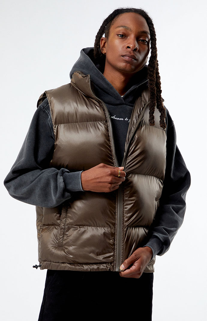 Brown puffer vest top
