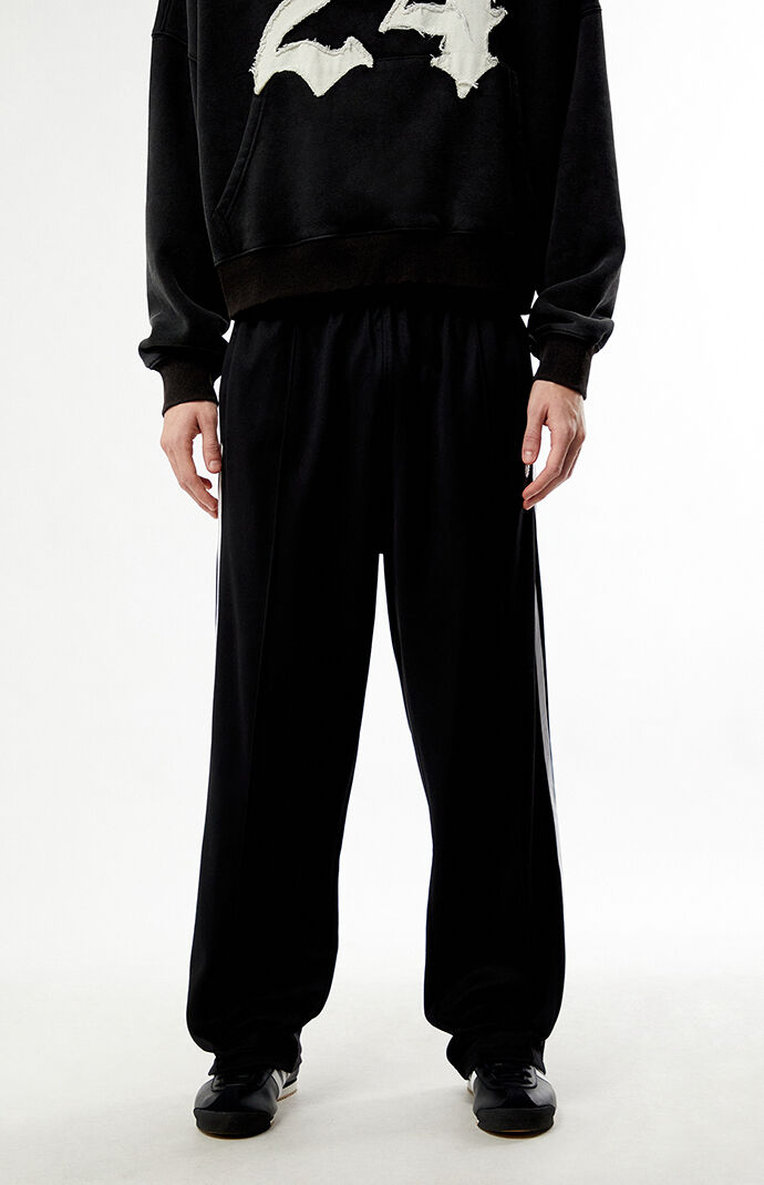 adidas Black Baggy Three Stripe Track Pants | Pacsun