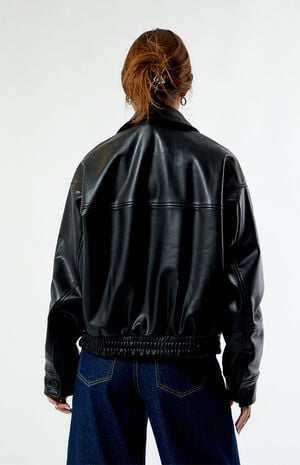 Faux Leather Bomber Jacket image number 3