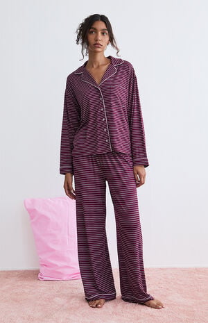 Long Sleeve Button Up Pajama Shirt image number 5