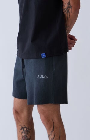 Black Vintage Wash Ribbed Knit Shorts image number 3