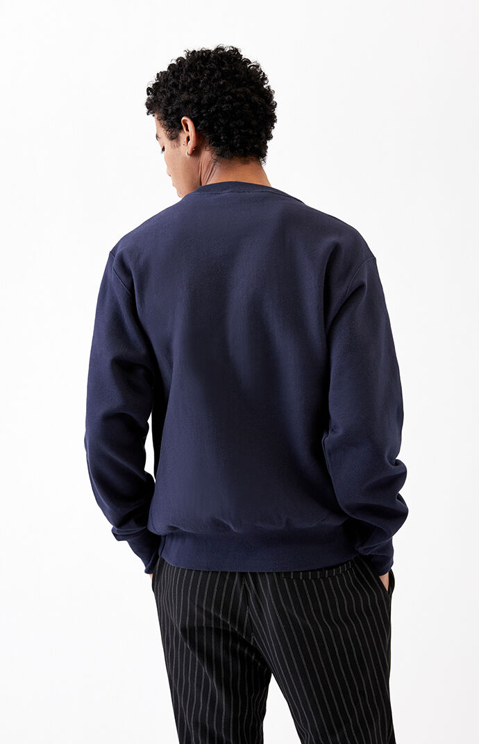 Reverse Weave Script Applique Crew Neck Sweatshirt