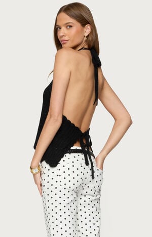 Ivey Backless Crochet Halter Top image number 3