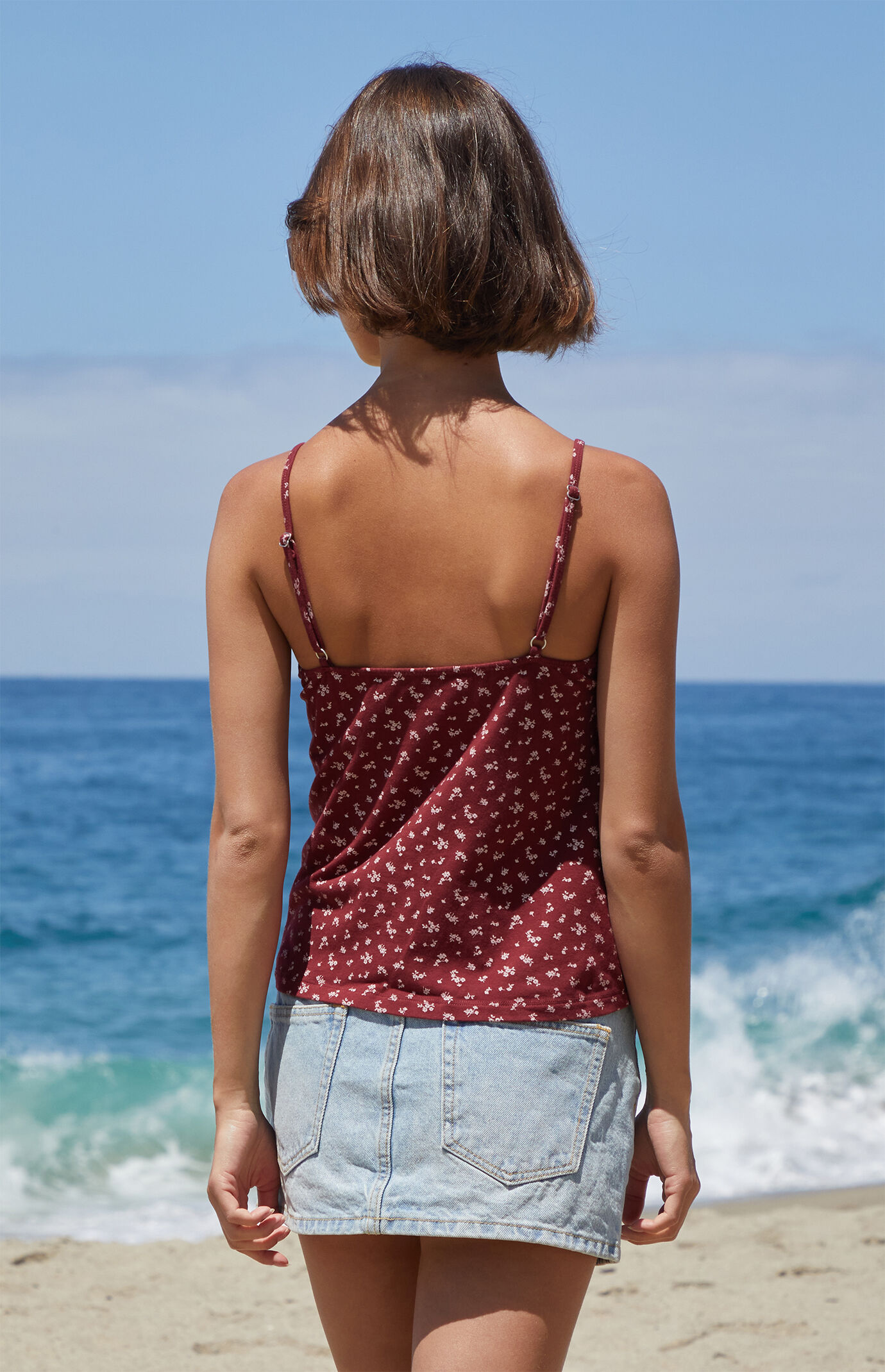 John Galt Burgundy Floral Skylar Tank Top