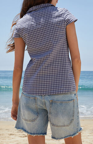 Navy & White Plaid Rue Collared Top image number 4