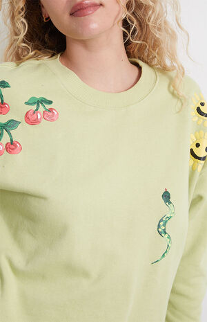 Eco Art Doodle Boyfriend Crew Neck Sweatshirt image number 2