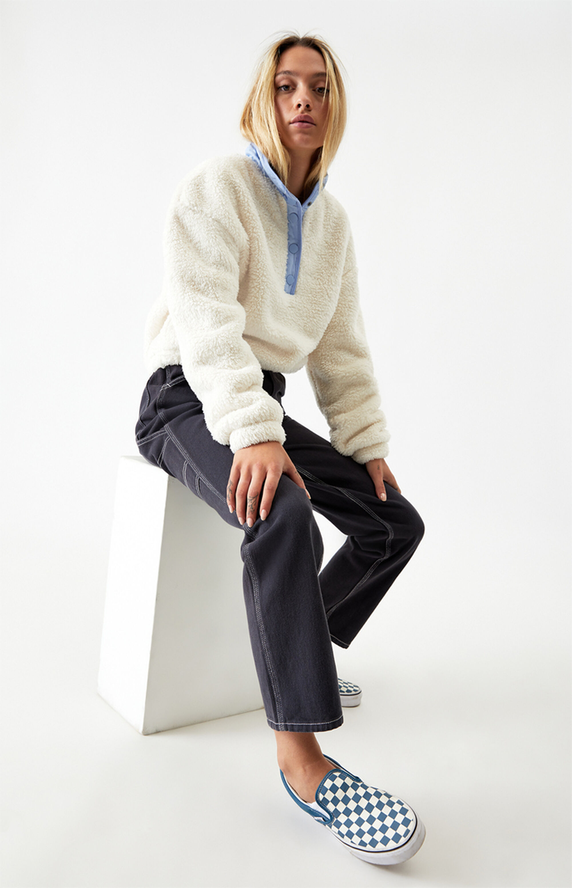 Pacsun simone sherpa henley sweatshirt