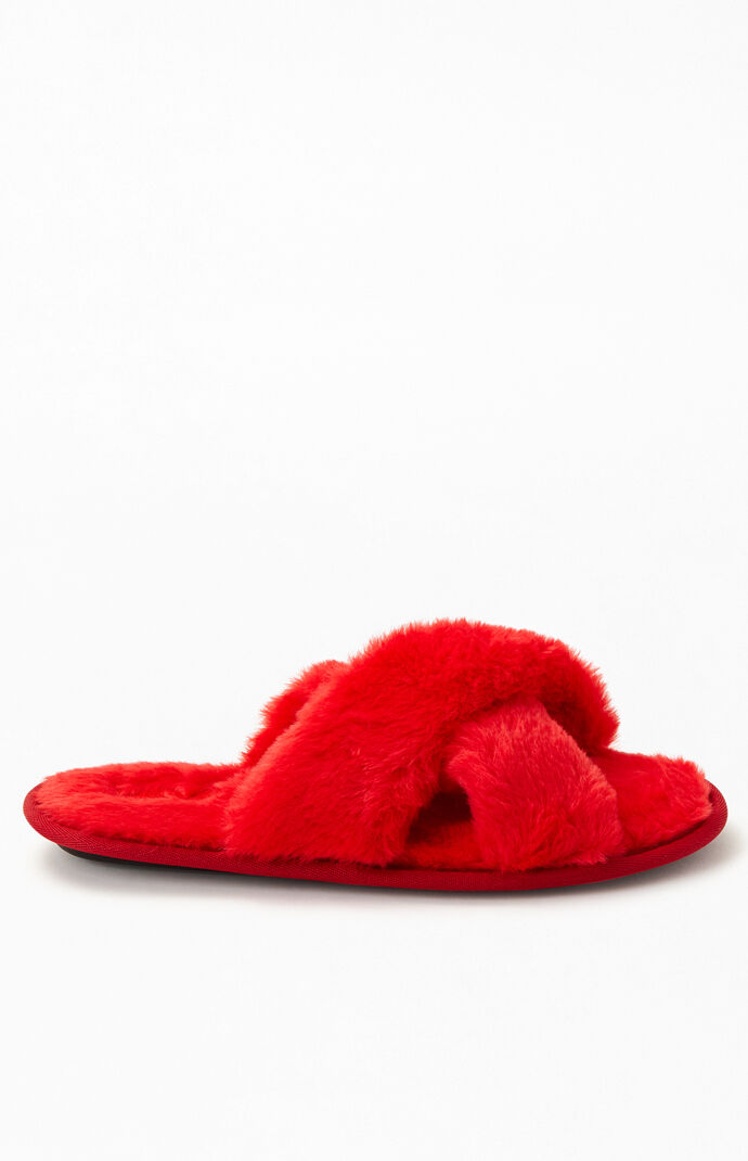 By PacSun Red Fuzzy Slippers