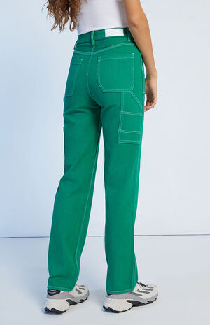 Green Patch Pocket Boyfriend Carpenter Pants image number 4