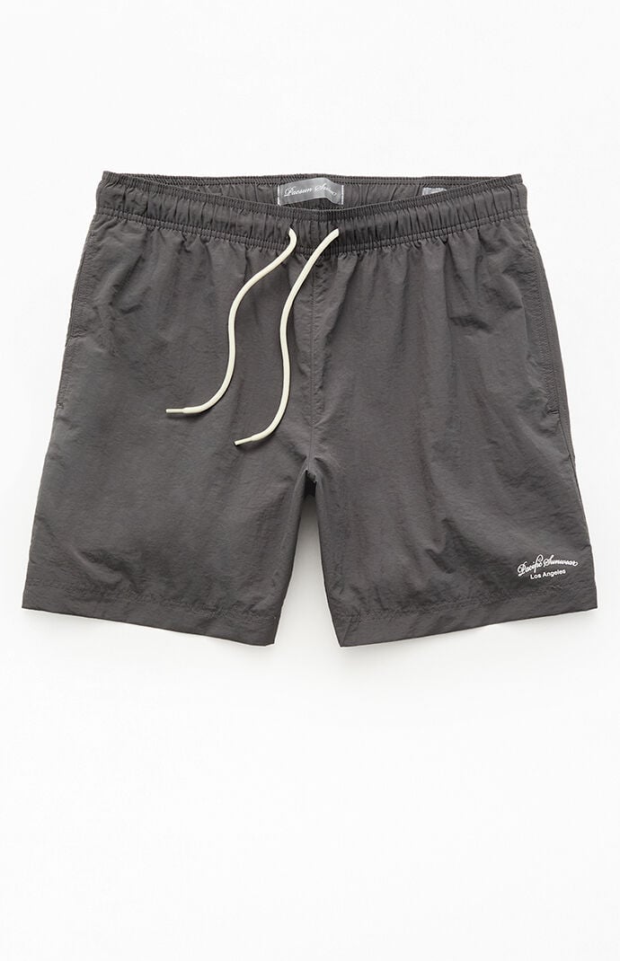 Pacsun Gray Collegiate Solid 7" Swim Trunks