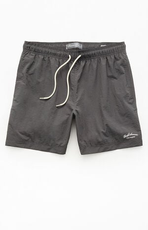 Gray Collegiate Solid 7" Swim Trunks image number 1