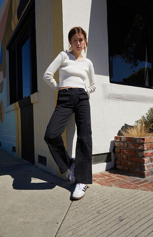 White Paige Notched Long Sleeve Top image number 1