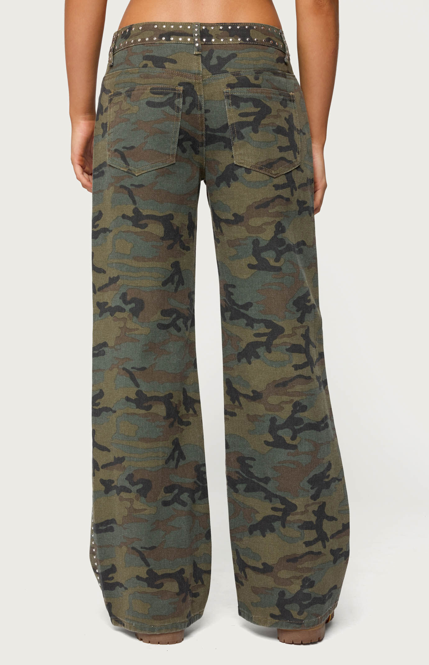 Edikted Quincy Studded Low Rise Baggy Jeans